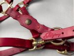 Red Baroque leather halter Lazypony, handmade padded adjustable horse halter