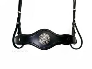 Leather noseband Baroque Lazypony, handmade horse noseband with concho