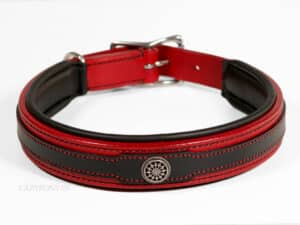 black and red leather dog collar Lazypony