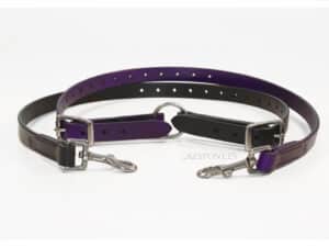 Dog coupler Lazypony, leather dog leash for two dogs, black ans purple leather dog lead with silver fittings