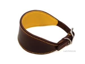 Custom greyhound collar Lazypony, handcrafted leather dog collar, yellow hound collar