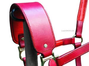 Red leather horse halter Lazypony
