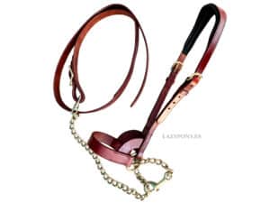 leather show horse halter with chain lead LAZYPONY