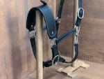 Black leather horse halter