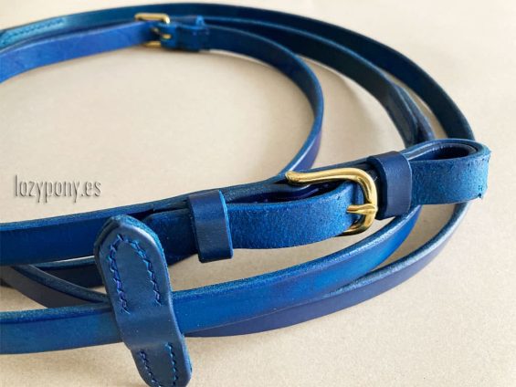 blue leather reins