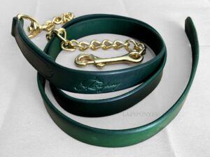 Lead rope with chain Lazypony, leather handmade horse lead