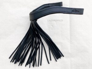 Leather browband Vaquero Lazypony, handmade mosquero browband with fringe
