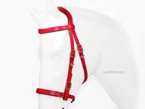 Handcrafted horse bridle WE Lazypony, leather handmade cavesson headstall, pink horse bridle with baroque buckles