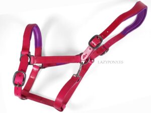 Anatomical leather halter Lazypony, horse headcollar with two buckles