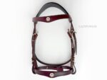 Burgundy leather Portuguese bridle Lazypony with baroque buckles and conchos