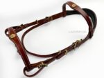 Brown Portuguese horse bridle Lazypony with brass buckles and conchos