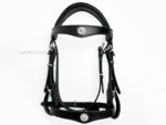Black Portuguese horse bridle Lazypony with silver buckles and conchos