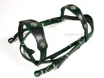 Green Medieval leather bridle Lazypony