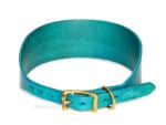 Greyhound leather collar Classic Lazypony, custom hound dog collar, turquoise collar with brass buckle