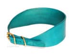 Greyhound leather collar Classic Lazypony, custom hound dog collar, turquoise collar with brass buckle