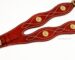 Red Baroque leather horse tail crupper Lazypony with courtesy buckles and conchos
