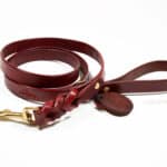 Burgundy braided leather dog lead Lazypony