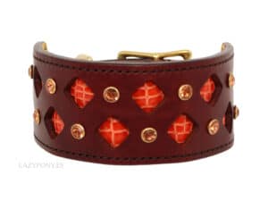 Sighthound leather collar Gothic Lazypony, wide hound dog collar, patent leather collar
