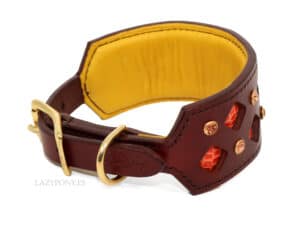 Sighthound leather collar Gothic Lazypony, wide hound dog collar, patent leather collar