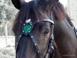 X browband Shield Lazypony, leather handmade cross browband for horses