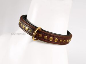 Genuine leather dog collar with rivets Lazypony.