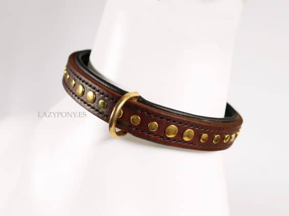 Genuine leather dog collar with rivets Lazypony.