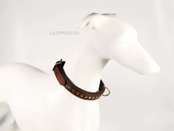 Genuine leather dog collar with rivets Lazypony.