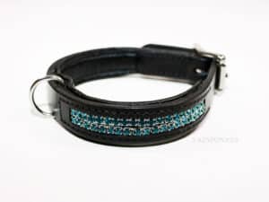 Crystal leather dog collar Lazypony, handmade diamond pet collar