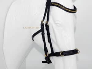 Academic cavesson horse bridle Lazypony, custom anatomical leather headstall