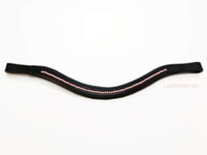 Pink pearl browband Lazypony, handmade curved leather horse browband