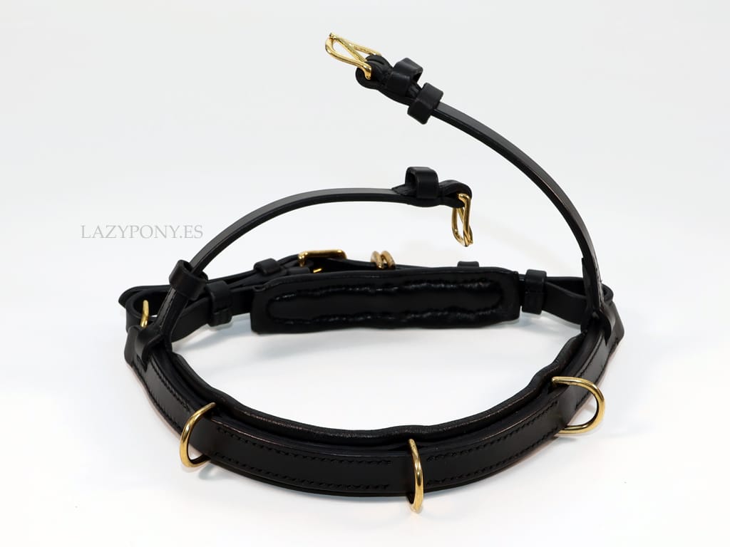 Cavesson noseband Lazypony, academic padded horse noseband with rings