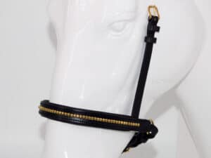 Clincher noseband Lazypony, handmade padded straight horse leather noseband