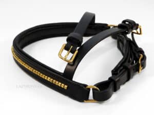Clincher noseband Lazypony, handmade padded straight horse leather noseband