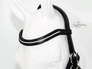 Crystal Browband Lazypony White Opal, wave leather horse browband with preciosa crystals