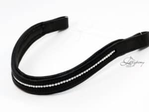 White pearl leather browband Lazypony, wave beaded horse browband