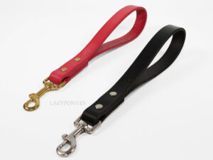 short lead, traffic handle, pink leash, black leash, short dog leather leash
