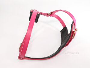 Leather Y-shape dog harness Lazypony, pink harness