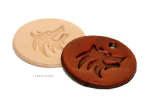 Leather Round Patch Wolf Lazypony