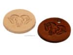 Leather Round Patch Ram Skull Lazypony